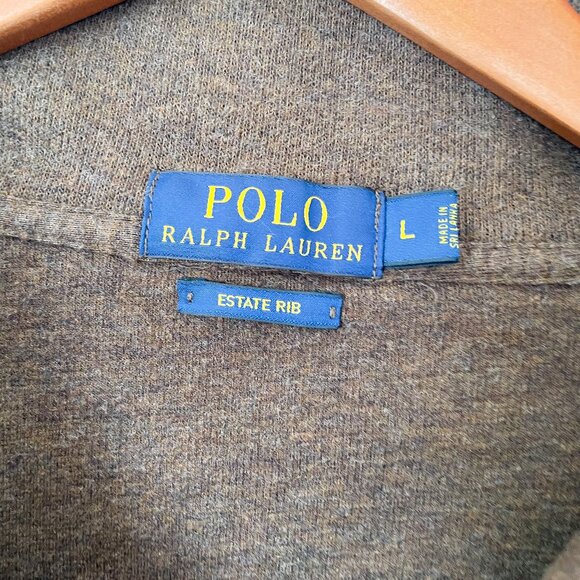 Polo Ralph Lauren Brown Quarter Zip Pullover Sweater Estate Rib Pony, Size Large - Picture 6 of 10